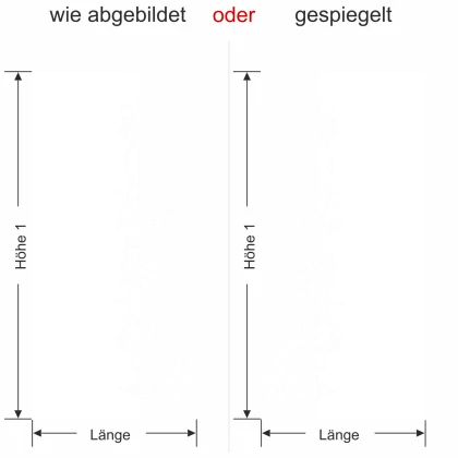 Glastür Milchglasfolie Ranke Ornament - Ansicht Ausrichtung und Farbauswahl