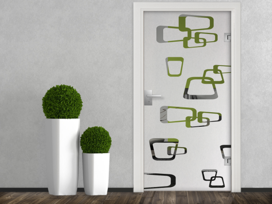 Glastür Milchglasfolie Retrodekor