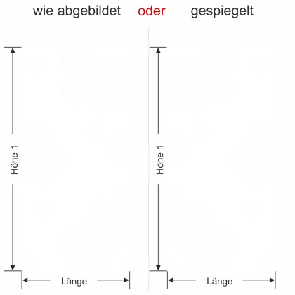 Glastür Milchglasfolie Retrokreise - Ansicht Ausrichtung mit Farbauswahl