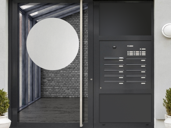 Preview: Glastür Milchglasfolie Rund auf Haustür