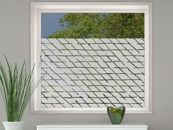 Preview: Glastür Milchglasfolie Schraffur auf Fenster