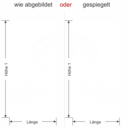 Glastür Milchglasfolie Wellenornament - Ansicht Ausrichtung und Farbauswahl