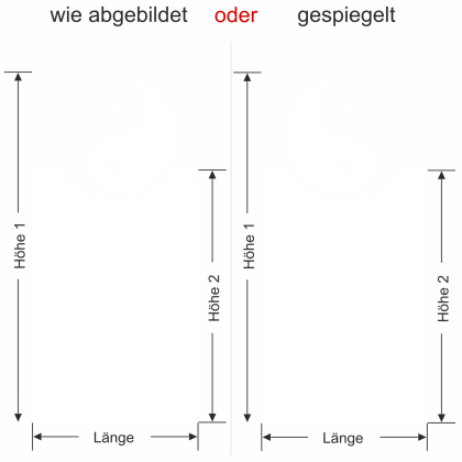 Preview: Glastür Milchglasfolie Yin & Yang - Ansicht Ausrichtung mit Farbauswahl Vorschlag 1