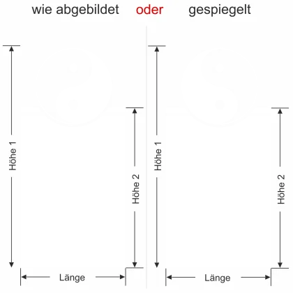 Glastür Milchglasfolie Yin & Yang - Ansicht Ausrichtung mit Farbauswahl Vorschlag 1
