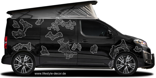 Preview: Höhenlinien Aufkleber für Auto Preview: Höhenlinien Aufkleber für Auto