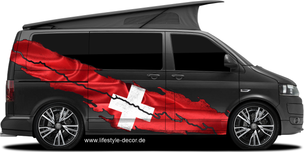 Preview: Autoaufkleber Fahne und Wappen der Schweiz Preview: Autoaufkleber Fahne und Wappen der Schweiz
