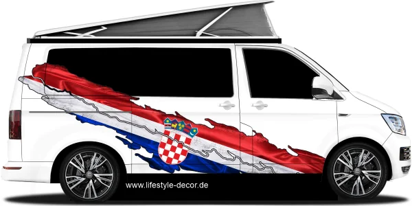 Autoaufkleber Kroatische Flagge auf Fahrzeugseite von Camper