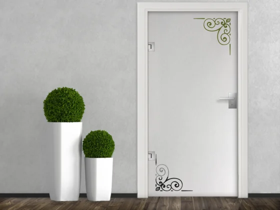 Glastür Milchglasfolie Dekorecken