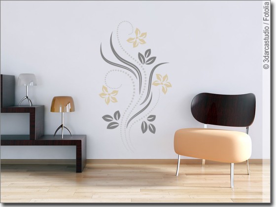 Preview: Bunter Wandsticker Blütenkunst