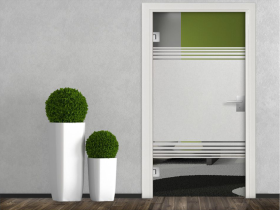 Preview: Milchglas Sichtschutzfolie Streifen für Gewerbe auf Tür