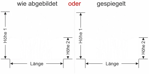 Milchglas Sichtschutzfolie Wiesengräser - Ansicht Ausrichtung mit Farbauswahl und Anleitung zur Größenberechnung - Vorschlag 1