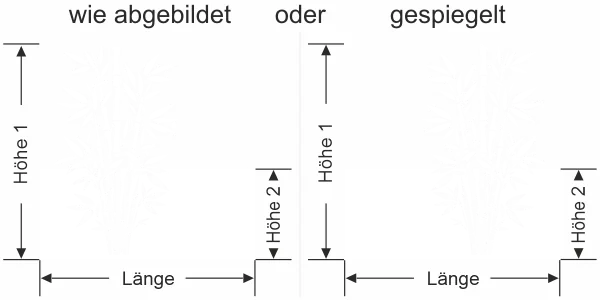 Milchglasfolie Asiatischer Bambus - Ansicht Ausrichtung mit Farbauswahl und Anleitung zur Größenberechnung - Vorschlag 1