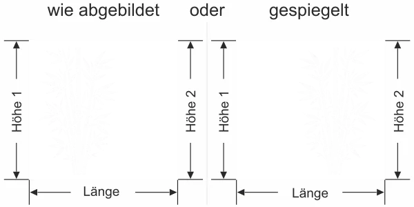 Milchglasfolie Asiatischer Bambus - Ansicht Ausrichtung mit Farbauswahl und Anleitung zur Größenberechnung - Vorschlag 2