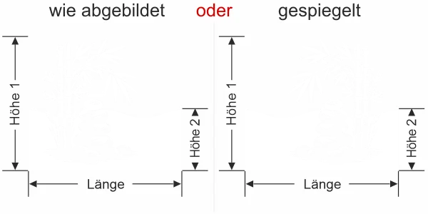 Milchglasfolie Bambusstängel mit Zen Steinen - Ansicht Ausrichtung mit Farbauswahl und Anleitung zur Größenberechnung - Vorschlag 1