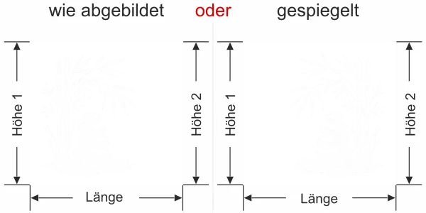 Milchglasfolie Bambusstängel mit Zen Steinen Ansicht Ausrichtung mit Farbauswahl und Anleitung zur Größenberechnung - Vorschlag 2