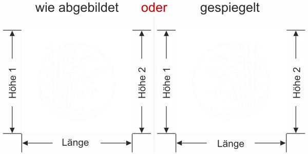 Milchglasfolie Bambusstrauch im Kreis - Ansicht Ausrichtung mit Farbauswahl und Anleitung zur Größenberechnung - Vorschlag 2