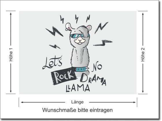 Preview: Bedruckte Milchglasfolie Let´s Rock LAMA No DRAMA Preview: Bedruckte Milchglasfolie Let´s Rock LAMA No DRAMA