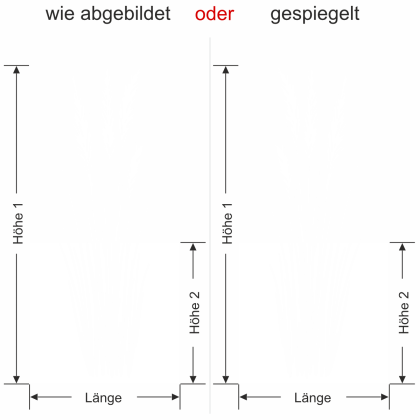 Preview: Milchglasfolie Elegante Grashalme - Ansicht Ausrichtung mit Farbauswahl und Anleitung zur Größenberechnung - Vorschlag 1