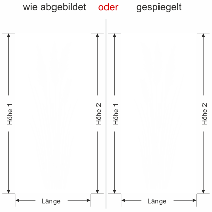 Preview: Milchglasfolie Elegante Grashalme - Ansicht Ausrichtung mit Farbauswahl und Anleitung zur Größenberechnung - Vorschlag 2