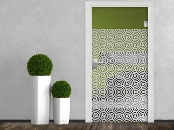 Milchglasfolie Gewerbe Circle Motion auf Glastür