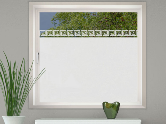 Preview: Milchglasfolie Gewerbe Griechische Bordüre auf Fenster