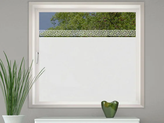 Milchglasfolie Gewerbe Griechische Bordüre auf Fenster