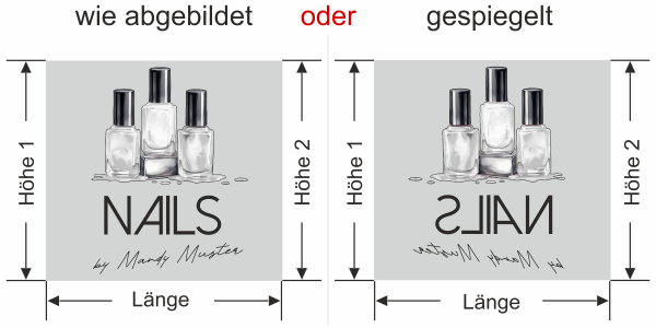 Preview: Milchglasfolie Gewerbe Kosmetik - Ansicht Ausrichtung mit Farbauswahl Vorschlag 2