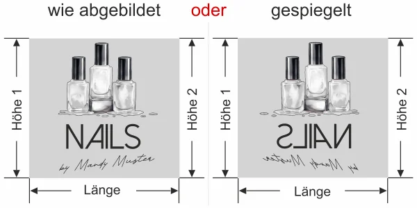 Milchglasfolie Gewerbe Kosmetik - Ansicht Ausrichtung mit Farbauswahl Vorschlag 2
