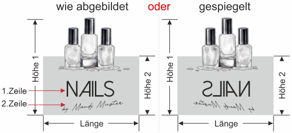 Preview: Milchglasfolie Gewerbe Kosmetik - Ansicht Ausrichtung mit Farbauswahl Vorschlag 1