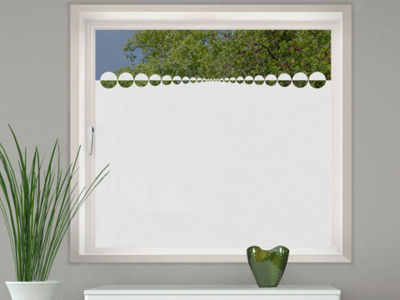 Preview: Milchglasfolie Gewerbe Kreisdecor auf Fenster