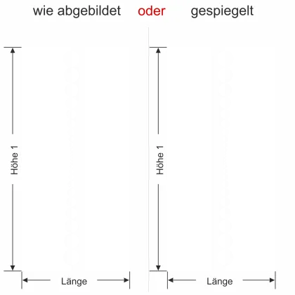 Milchglasfolie Gewerbe Kreisdesign - Ansicht Ausrichtung und Farbauswahl