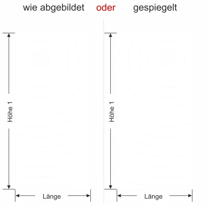 Milchglasfolie Gewerbe Kreismotiv - Ansicht Ausrichtung und Farbauswahl