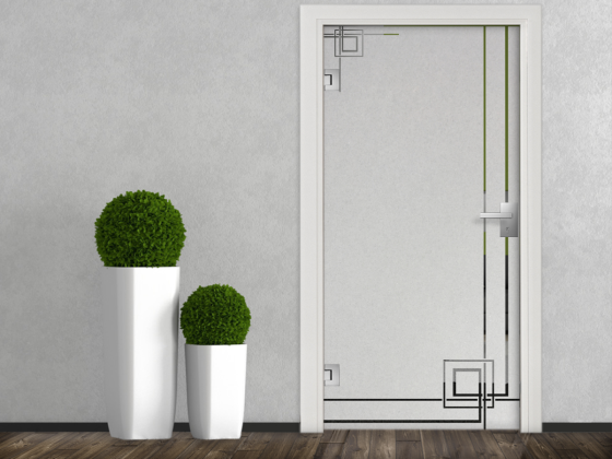 Preview: Milchglasfolie Gewerbe Modern auf Glastür