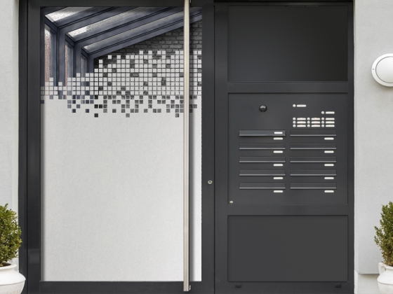 Preview: Milchglasfolie Gewerbe Quadrat Design