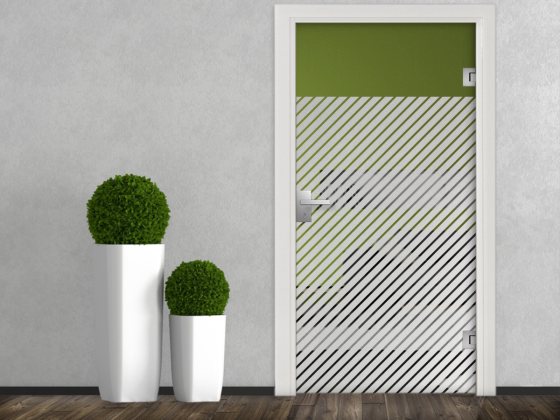 Preview: Milchglasfolie Gewerbe Schrägstreifen 3/1 auf Glastür