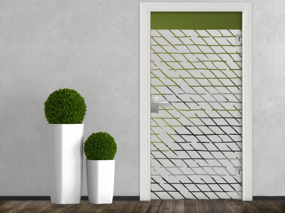 Preview: Milchglasfolie Gewerbe Schraffur auf Glastür