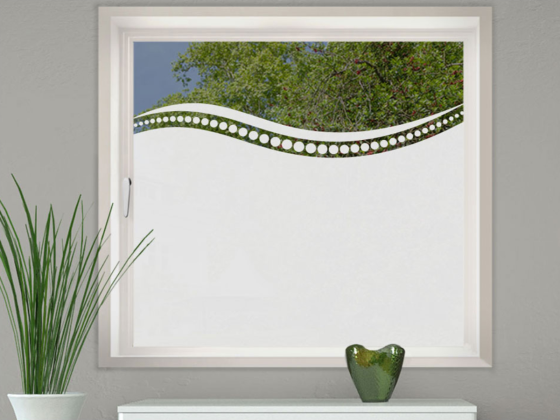 Preview: Milchglasfolie Gewerbe Welle mit Kreisverlauf auf Fenster