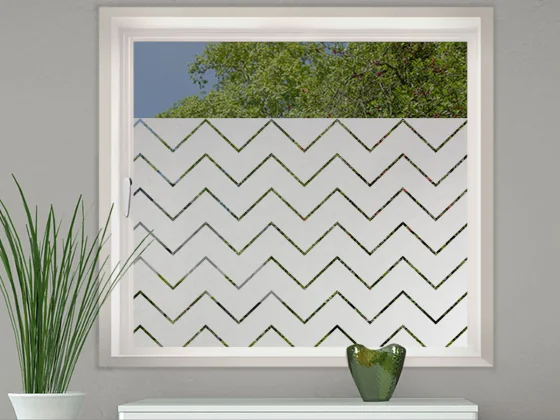 Milchglasfolie Gewerbe Zickzackmuster 10/1 auf Fenster