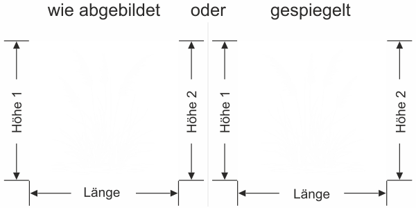 Preview: Milchglasfolie Leichtes Ufergras - Ansicht Ausrichtung mit Farbauswahl und Anleitung zur Größenberechnung - Vorschlag 2