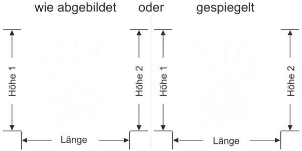Milchglasfolie Leichtes Ufergras - Ansicht Ausrichtung mit Farbauswahl und Anleitung zur Größenberechnung - Vorschlag 2