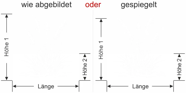 Milchglasfolie Leichtes Ufergras - Ansicht Ausrichtung mit Farbauswahl und Anleitung zur Größenberechnung - Vorschlag 1