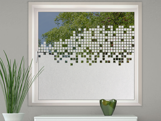 Glasfolie mit Quadraten als Sichtschutz