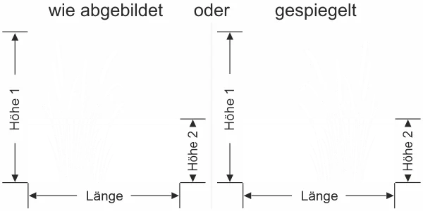 Milchglasfolie Schilfgras mit Kolben - Ansicht Ausrichtung mit Farbauswahl und Anleitung zur Größenberechnung - Vorschlag 1