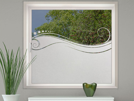 Preview: Milchglasfolie Sichtschutz Ornament auf Fenster