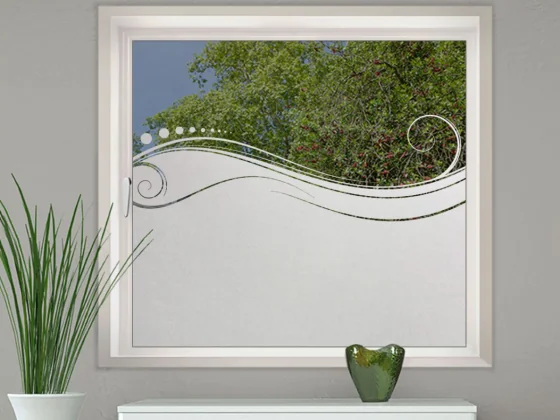 Milchglasfolie Sichtschutz Ornament auf Fenster