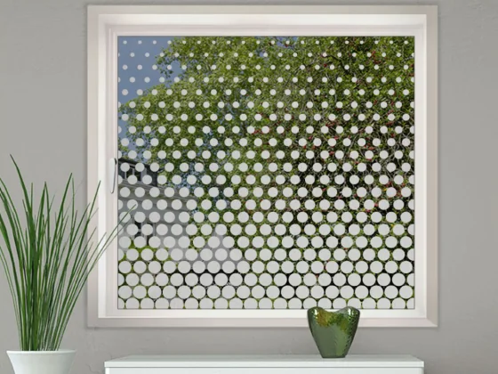 Milchglasfolie Sichtschutz Verlauf Kreise von unten nach oben auf Fenster