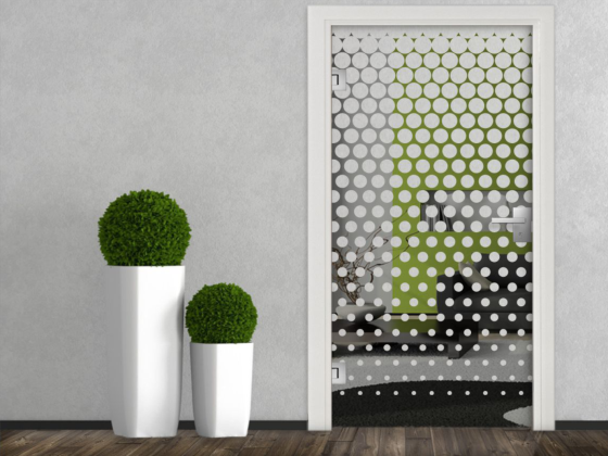 Preview: Milchglasfolie Sichtschutz Verlauf Kreise von oben nach unten auf Bürotür