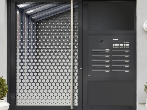 Milchglasfolie Sichtschutz Verlauf Kreise von unten nach oben auf Eingangstür