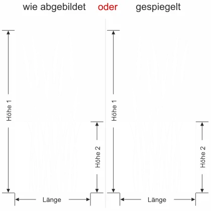 Milchglasfolie Sommergras - - Ansicht Ausrichtung mit Farbauswahl und Anleitung zur Größenberechnung - Vorschlag 1
