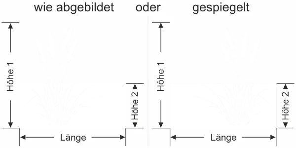 Milchglasfolie Ziergras - Ansicht Ausrichtung mit Farbauswahl und Anleitung zur Größenberechnung - Vorschlag 1